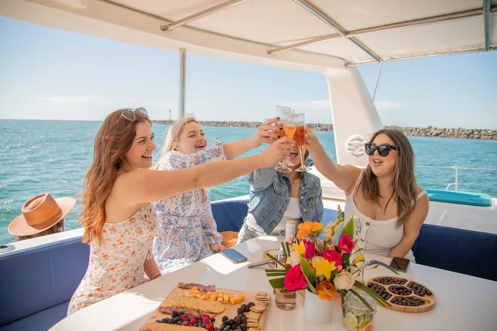Charcuterie cheers in the cockpit