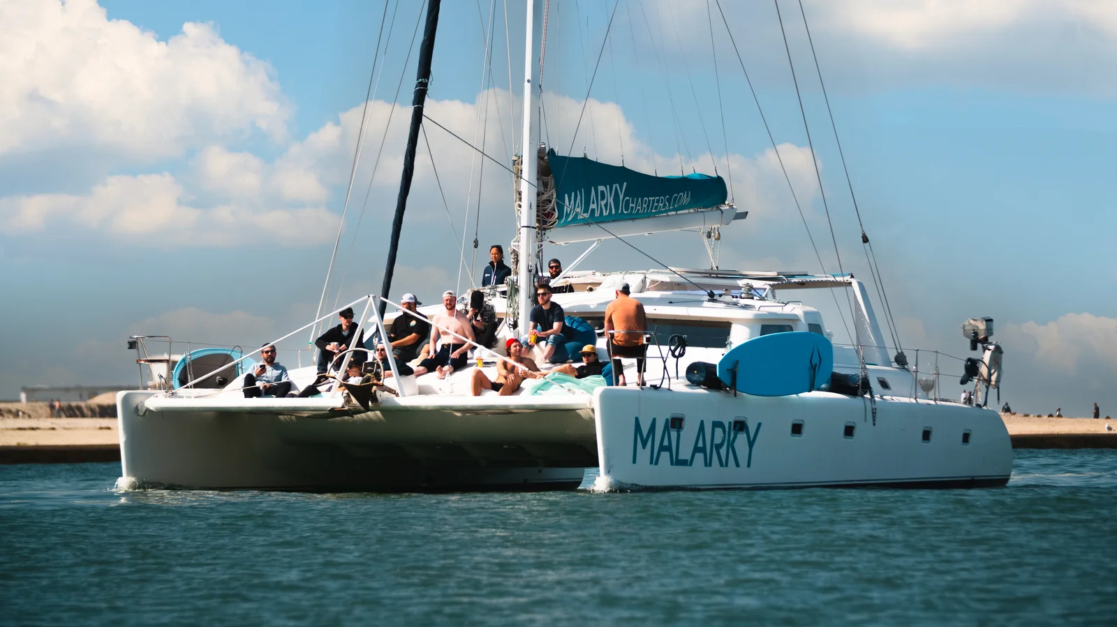 Malarky underway with guests on deck