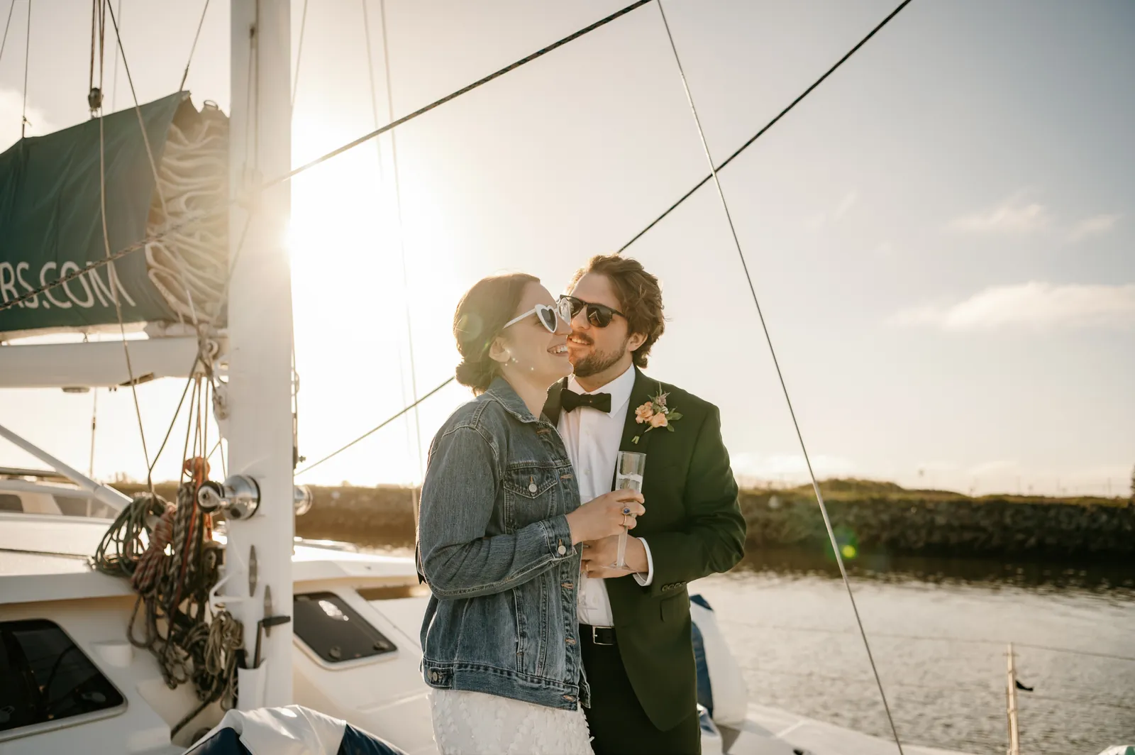Bachelorette group aboard Malarky Charters' private 47ft catamaran on San Diego Bay