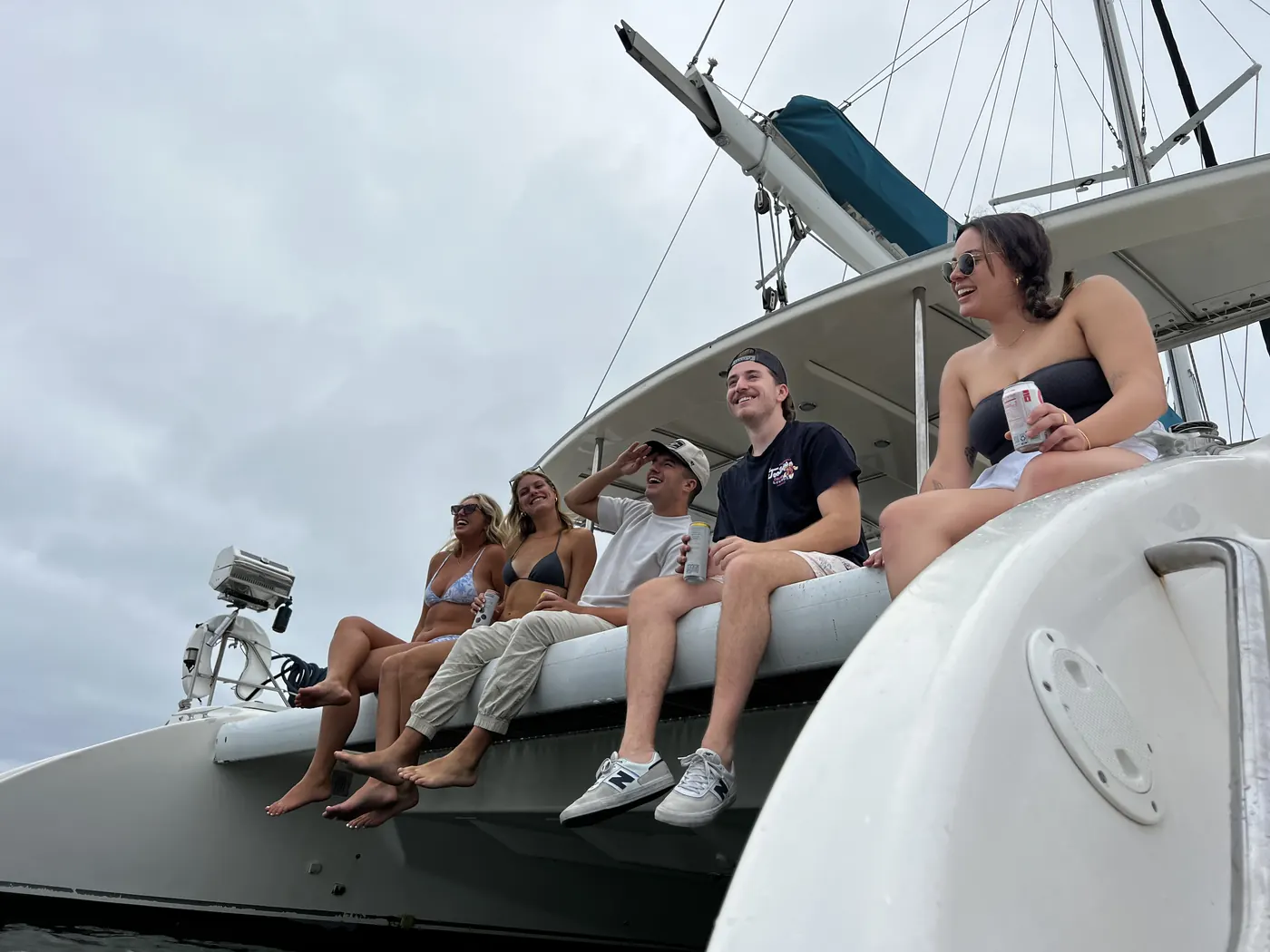 Birthday group celebrating aboard Malarky on San Diego Bay