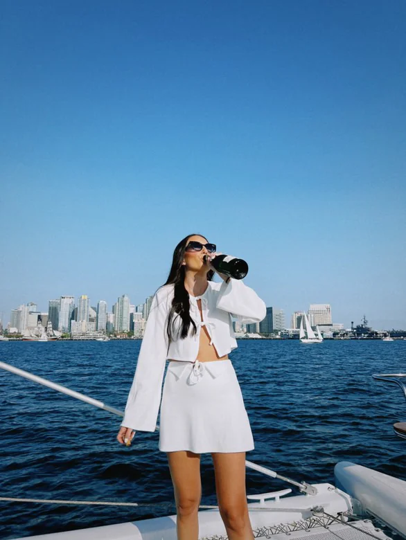 Woman skyline drink